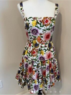 Borgo De Nor White Sleeveless Floral Tiered Mini Dress